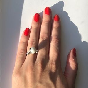 White Beaded Handmade Ring